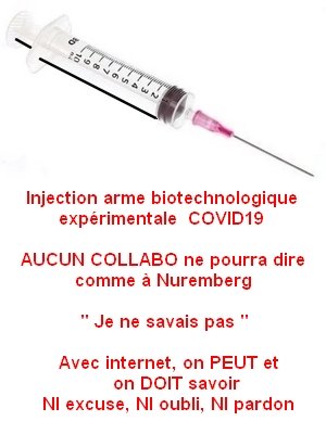 @TPMP @TPMPPeople @tpmp_panel @TeamTPMP_PAF Après avoir fait une propagande ABJECTE pour forcer les Français à s'injecter l'arme biotechnologique du DARPA vicieusement et faussement nommée 'vaccin', vous continuez à minimiser ? NI excuse, NI oubli, NI pardon pour ce génocide !