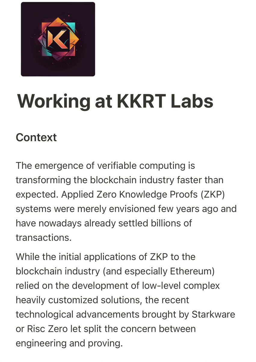 KKRT Labs is hiring a senior blockchain engineer, a software engineer EVM and a software engineer Cairo 🔥@KakarotZkEvm 👇 kkrtlabs.notion.site/Working-at-KKR…