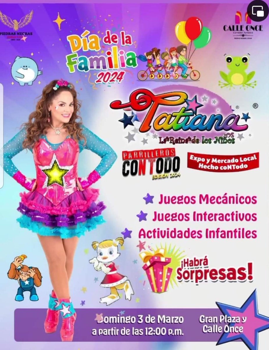 ¡ATENCIÓN! #Familia #kids #niños #PiedrasNegras #Coahuila <a href="/GobDeCoahuila/">Gobierno de Coahuila</a> 03 de Marzo #DiaDeLaFamilia #show de ⭐ #Tatiana ⭐ #LaReinaDeLosNiños <a href="/TatianaPalacios/">Tatiana</a>