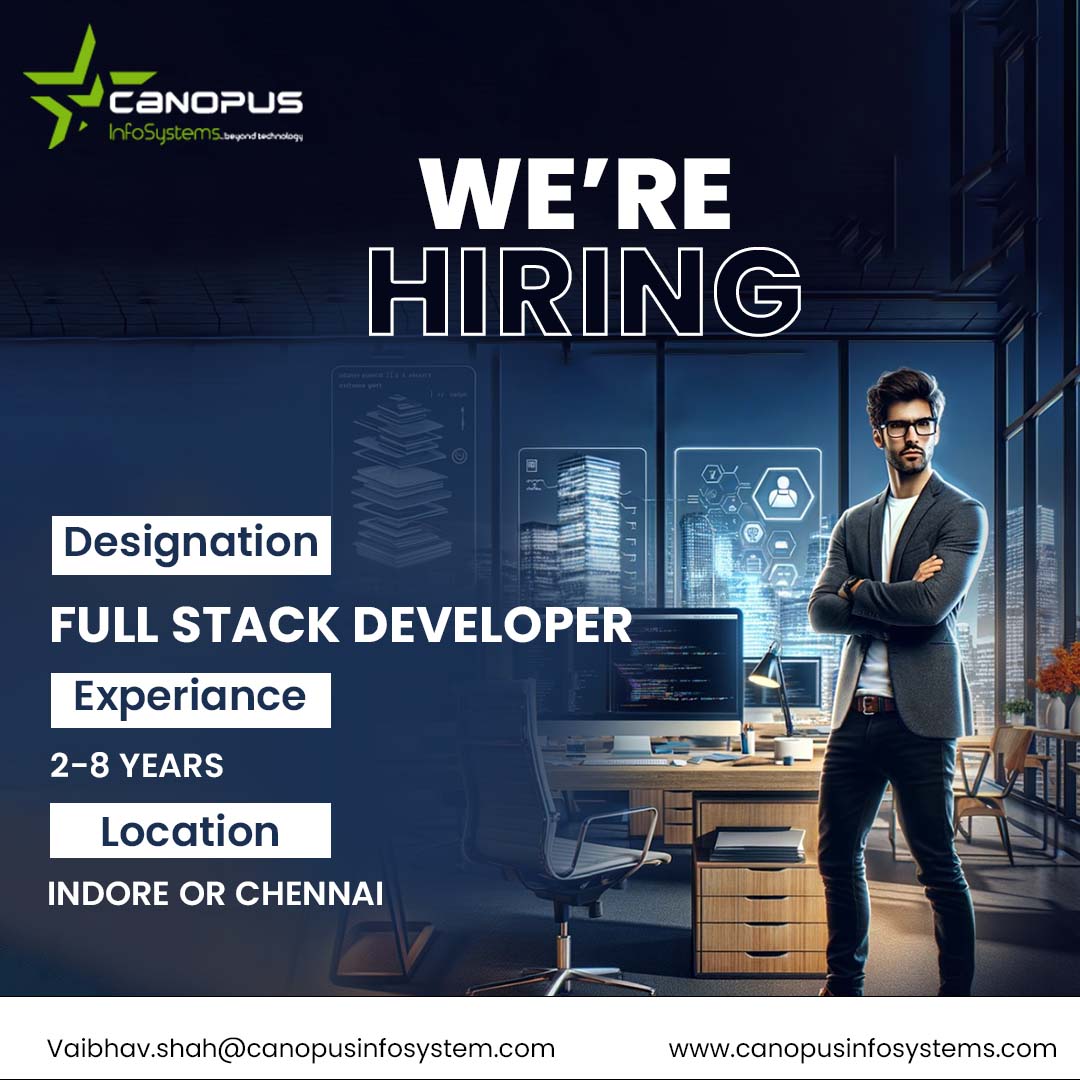 canopusInfosys's tweet image. Join our dynamic team as a Full Stack Developer!
We're hiring talented individuals with 2-8 years of experience for Indore or Chennai location. Apply now and be a part of our innovative projects
#hiringdevelopers #hiringalerts #fullstackdeveloper #fullstackdevelopmentcourse