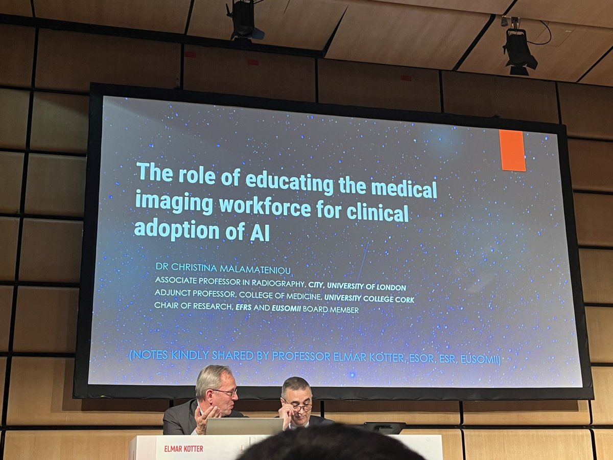 Great talk and overview from Dr Christina Malamateniou @CMalamateniou’ education opportunities to support AI implementation’ #ECR2024 @myESR @EFRadiographerS