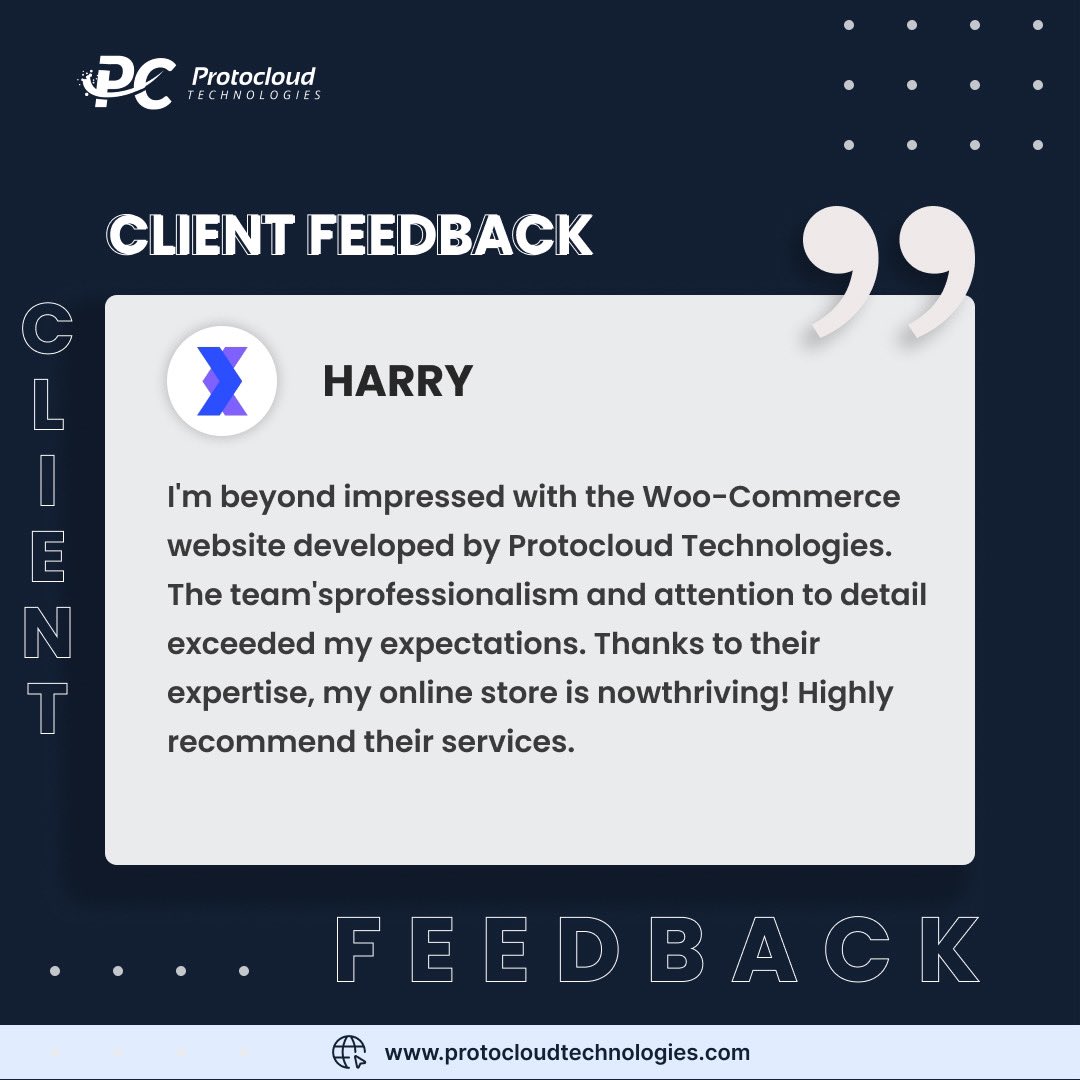protocloud_tech's tweet image. 🌟 Client Testimonial Spotlight: Harry&apos;s Experience with WooCommerce Website Development 🌟
.
.
.
.
Ready to elevate your online presence? Let&apos;s make your vision a reality! 💼 
#ClientTestimonial #WooCommerceDevelopment #SatisfiedClients