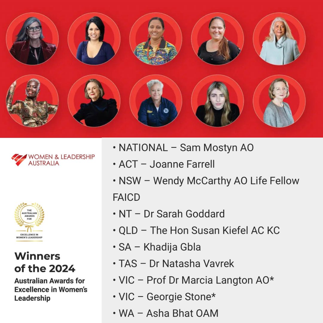 🎉 Thrilled to share that I've been named the WA Winner of the 2024 Australian Awards for Excellence in Women's Leadership! Among 10 remarkable Australian women, I stand humbled alongside leaders like Sam Mostyn AO, Joanne Farrell, Wendy McCarthy AO, and others.#WomenLeadership