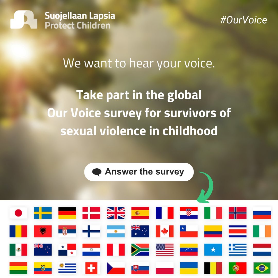 🌍 The global #OurVoice survivor survey is currently available in 2️⃣3️⃣ languages! We just uploaded the survey in Portuguese! 🇵🇹 Partaking in the survey is fully anonymous. Answer the survey here: 🔗ourvoicesurvey.com