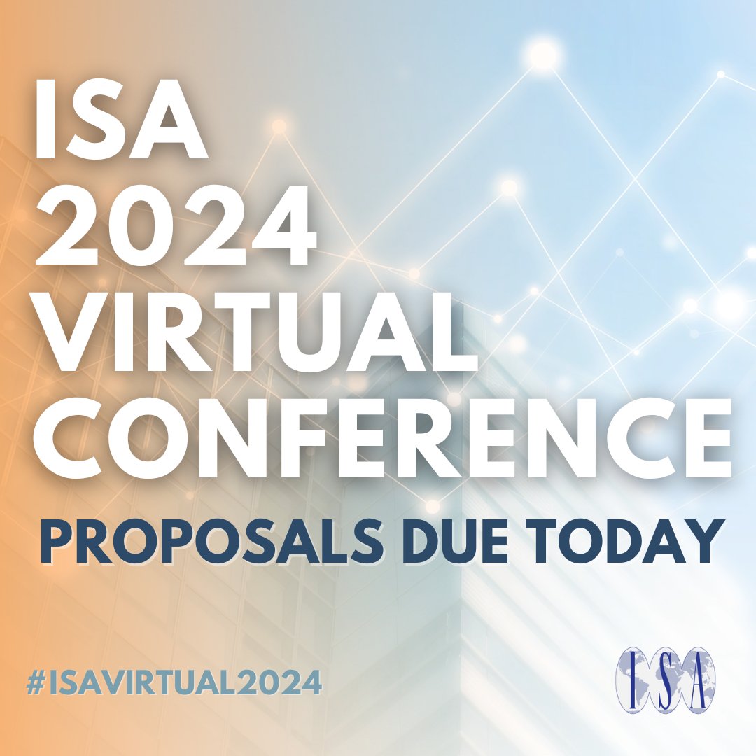 Join us from July 30th - August 2nd for our ISA 2024 virtual conference! Submit your proposal today to meet the March 1st deadline! Don't miss this opportunity! isanet.org/Conferences/Vi… #ISAVirtual2024