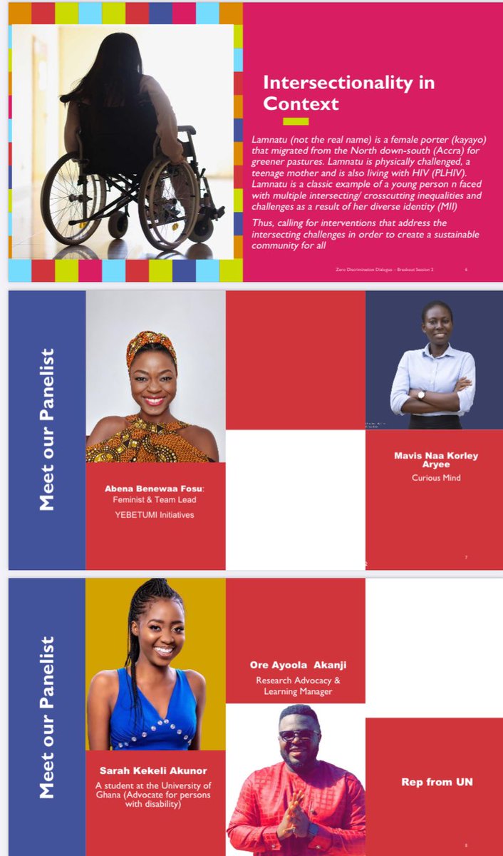 Meet the panelist for the breakout session Room2: Youth, Gender, and Intersectional Stigma for Marginalized Groups – young people, older persons, persons with disabilities, women, and girls. @TheGHAlliance @PPAGGhana @YebetumiGh @GhanaUNAIDS 

#ZeroDiscriminationDay