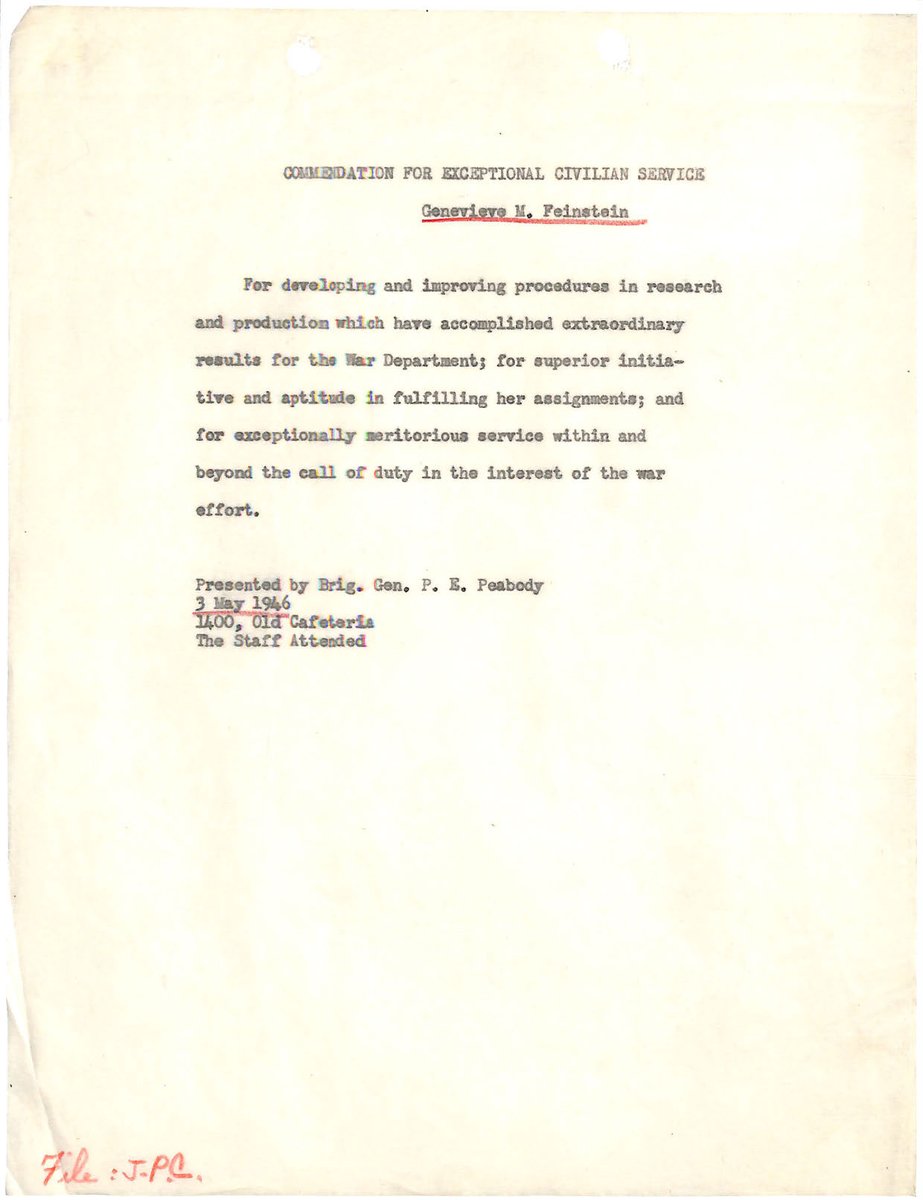 StLouisArchives's tweet image. Genevieve Marie Grotjan Feinstein - born April 30, 1913 in Buffalo NY - graduated from @UBuffalo in 1938 with a Master’s Degree in Mathematics

Her War Dept. application listed Math and Physics as the two courses she had the most semester hours in . #ArchivesWomenInSTEM #CODEGIRL