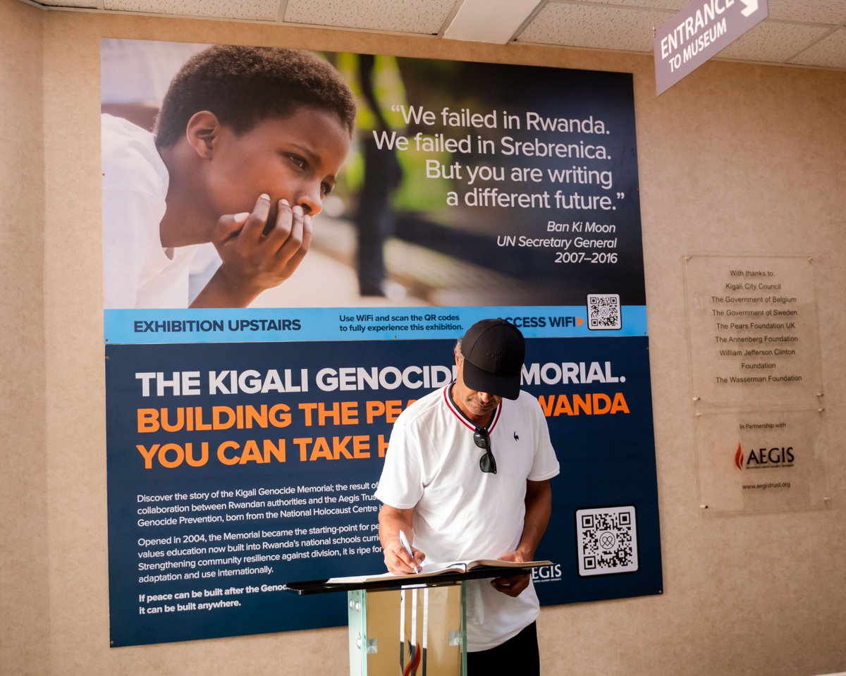 tennis_rwanda's tweet photo. Today, Confederation of African Tennis Jean Claude Talon, 1983 Rolland Garros winner @NoahYannick and players visited @KigaliMemorial to pay respect to the victims of the 1994 Genocide against the Tutsi.

#ATPChallenger #Rwanda #RwandaTennis #Tennis https://t.co/DKYye8WSsY