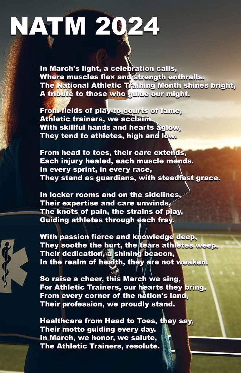 SunCityATA's tweet photo. Happy National Athletic Training month! NATM is held every March to help spread awareness about the importance of Athletic Trainers. We would like to thank all our association AT's for all they do! From "Head to Toe" everyday! Thank your Athletic Trainer today! NATM 2024 https://t.co/3yatbAmNAd