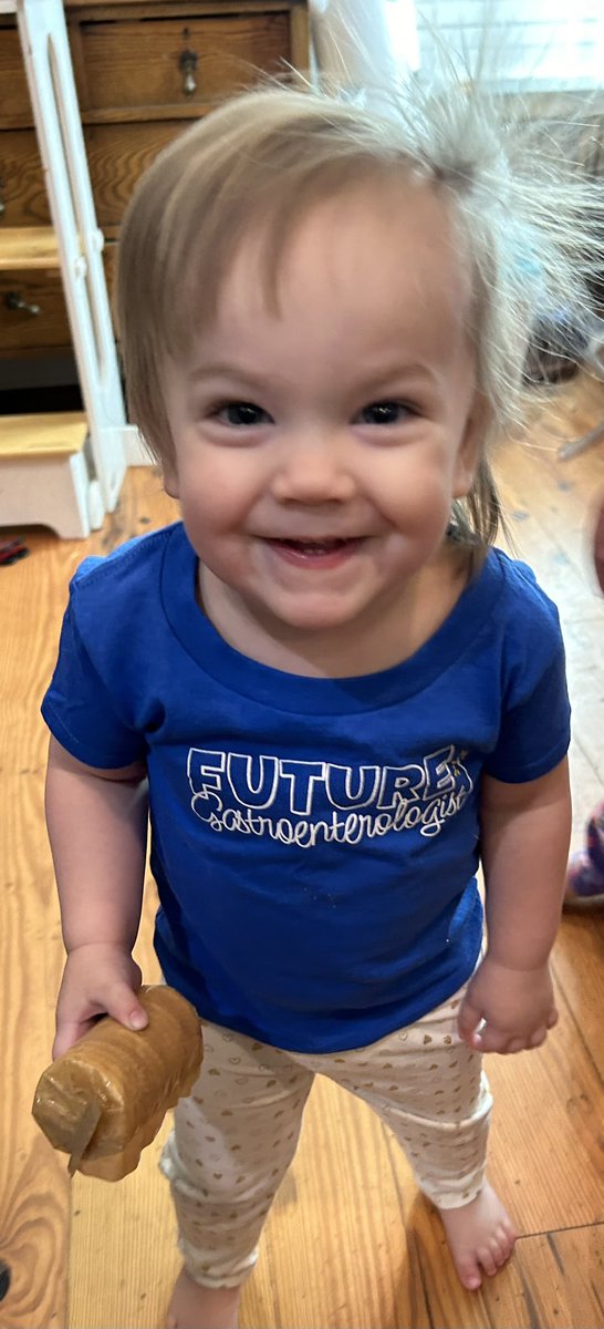 Baby C representing <a href="/AmCollegeGastro/">ACG</a> for Career Day and the start of #ColorectalCancerAwarenessMonth!