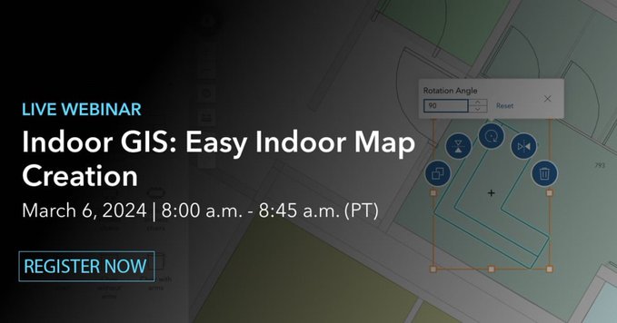 In 6 days, @Esri webinar: #Indoor #GIS: Easy indoor #map creation tinyurl.com/5n7yjawb 

#BIM #FacilitiesMgmt #AEC #tech #CIO #CTO #IT #esri #mapping #maps #location #intelligence @EsriAEC @EsriBizTeam @EsriFederalGovt @EsriSLGov