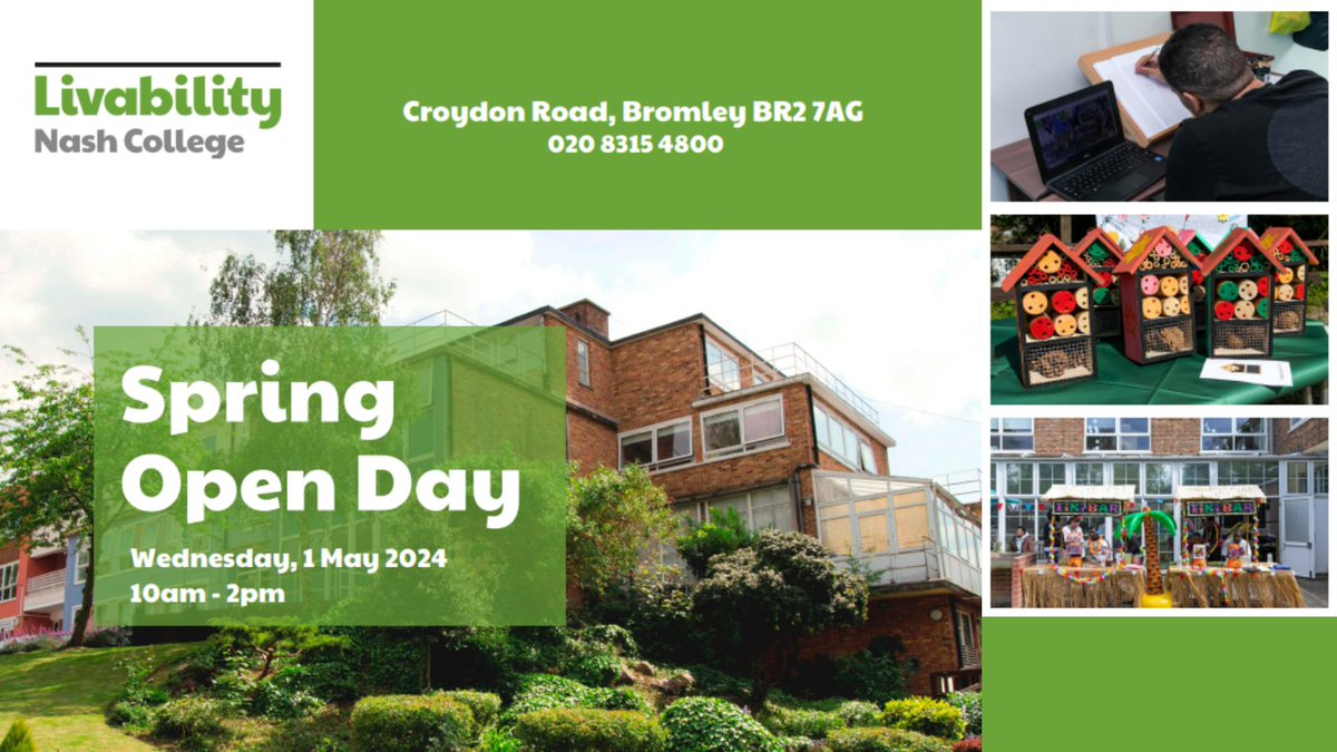 Livability Nash College are having their Spring Open Day on Wednesday 1st May. This is a great opportunity to meet their staff and students, explore the college and find out about their great courses. Find out more: bit.ly/3SY4qbk @livability_nash @LivabilityUK