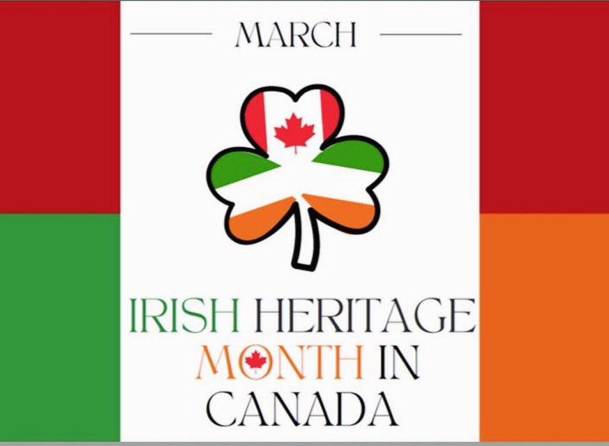 Today marks the start of Irish Heritage Month in Canada. It’s a time to reflect and celebrate the many contributions Irish Canadians have made, and continue to make, to this great country. #IrishHeritageMonth🍀
