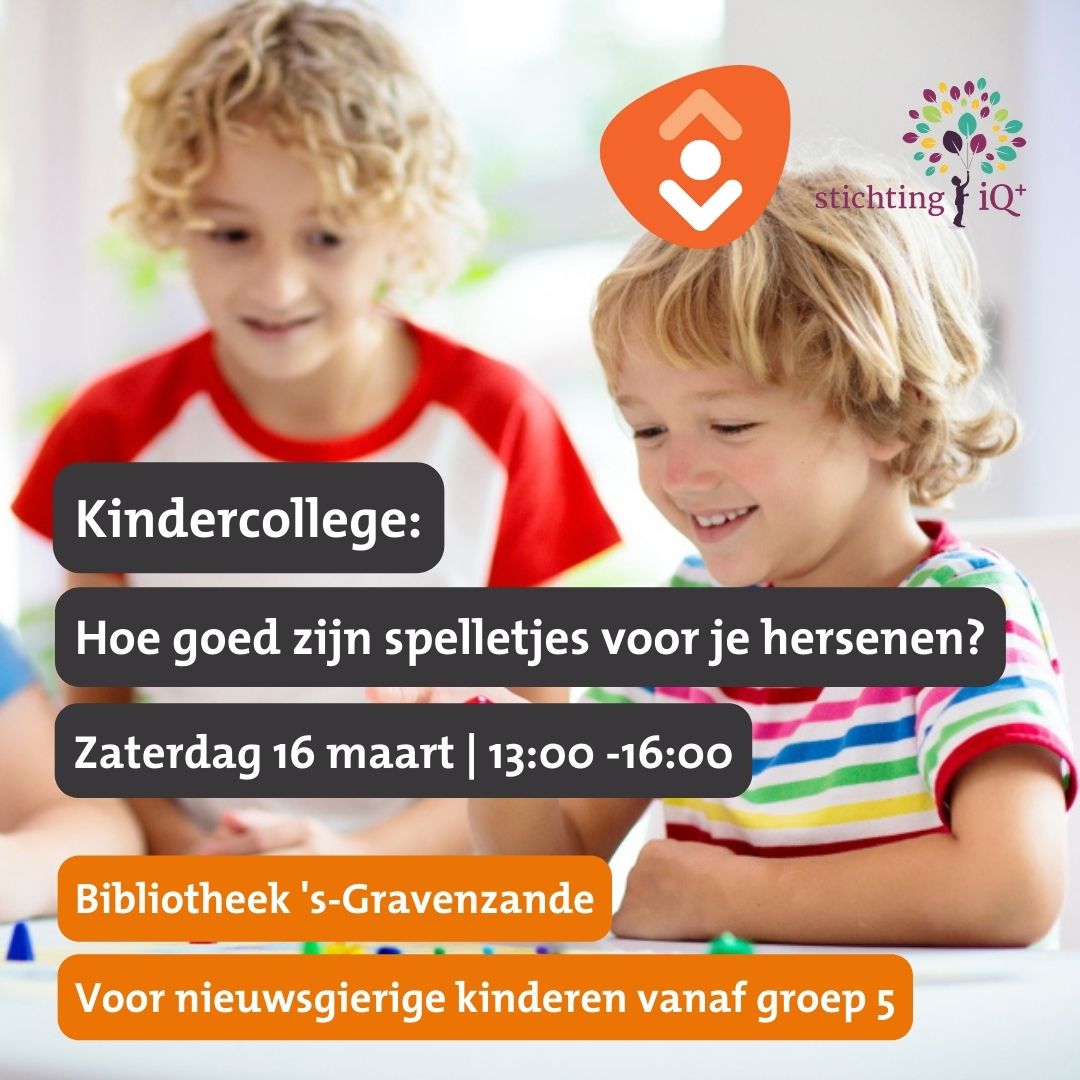 Met dit kindercollege gaan we onderzoeken of je hersenen blij worden van het spelen van een spelletje.  We gaan dit ook testen! Vincent Schillevoort van @VincentDenkspel neemt spellen mee. Ism Stichting iQ+
Aanmelden bit.ly/49Llx6W
 #denkspellen #kindercollege #westland