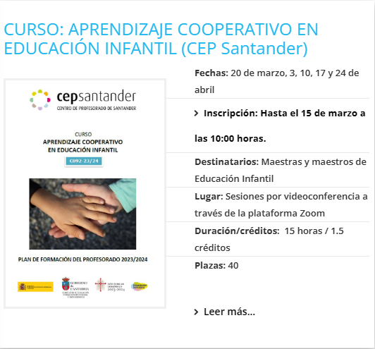 cepinfantil's tweet photo. CURSO APRENDIZAJE COOPERATIVO EN EDUCACIÓN INFANTIL:  

Este curso surge para abordar distintas maneras de entender la mejora, el cambio y la transformación de la escuela; distintos modos de pensar, construir y vivir la escuela de una forma más… https://t.co/OxvI4yIu4b https://t.co/9pvn2kwMHK