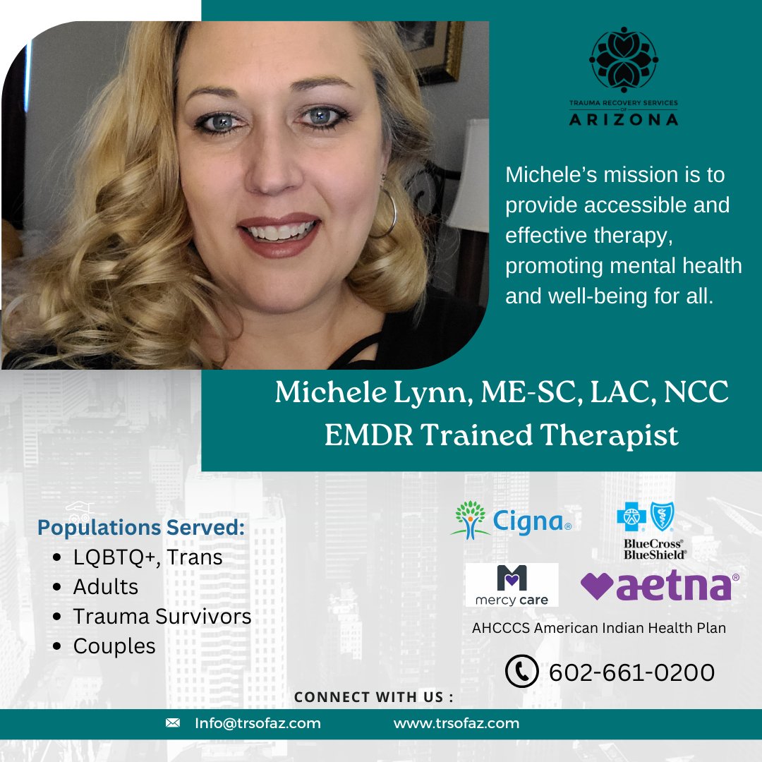 TRSofAZ's tweet image. Finding someone who will listen, inspire you and has mad therapy skills is hard. 

Michele has availability and offers a free 15 minute consultation. Call today to schedule, 602-661-0200

#emdrtherapist #mentalhealthmatters
