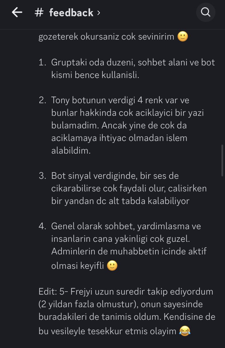 BankofJapan discord sunucusuna dair geçtiğimiz 2 haftaya ait feedbackler bunlar. Güzel bir sistem inşa ettik gerek kendi (@frejy0 ve @trader_montana) bilgimiz gerekse botlarımızın verdiği sinyaller ile grup üyelerine geçtiğimiz haftalarda çok güzel kazançlar sağlama fırsatı…