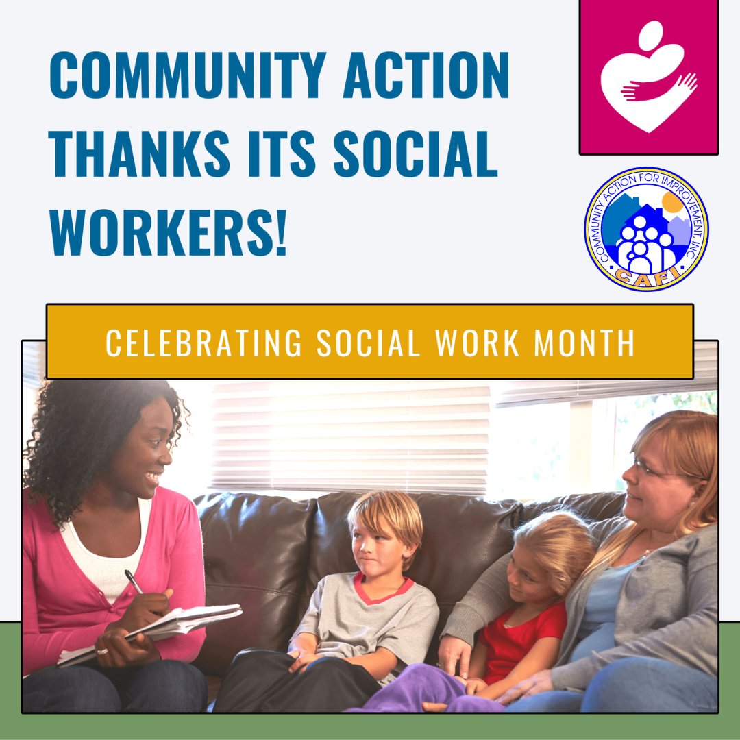 CAFI_Inc_GA's tweet photo. March is #SocialWorkMonth! Social workers improve family and community well-being and lift up the voices of the clients they serve. On behalf of the #CommunityAction Network, we thank you and commend you. #SocialWorkMonth #RightTimeforSocialWork https://t.co/giVkM54q37