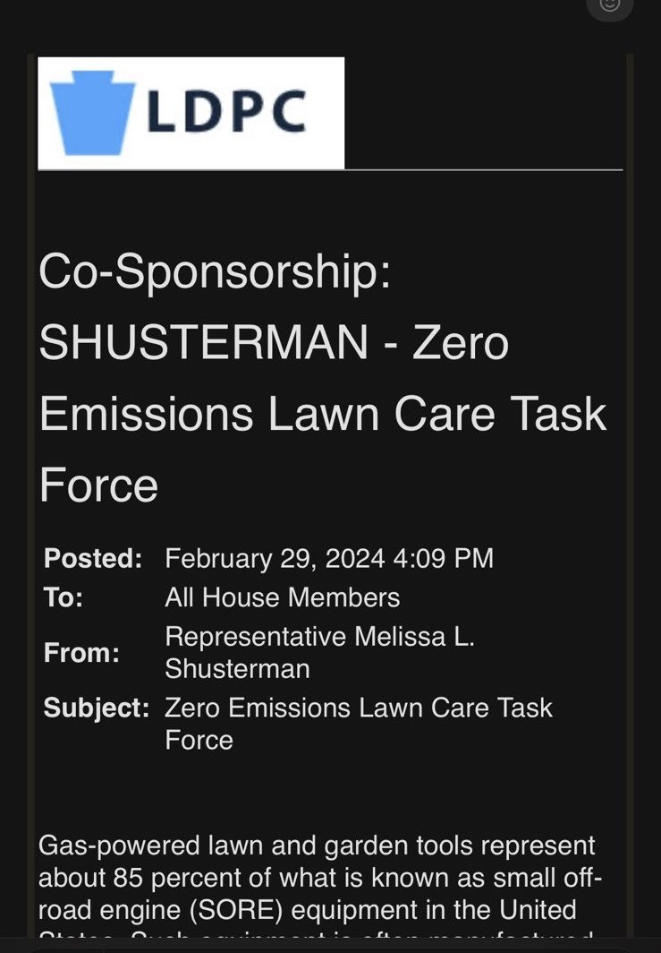 While PA faces the challenges of inflation and the Gov. unilaterally moves to incorporate PA as a RGGI state, which would increase electric bills and kill jobs, the Dems have a novel idea: the zero emissions lawn care task force. The way you mow is now under their microscope.