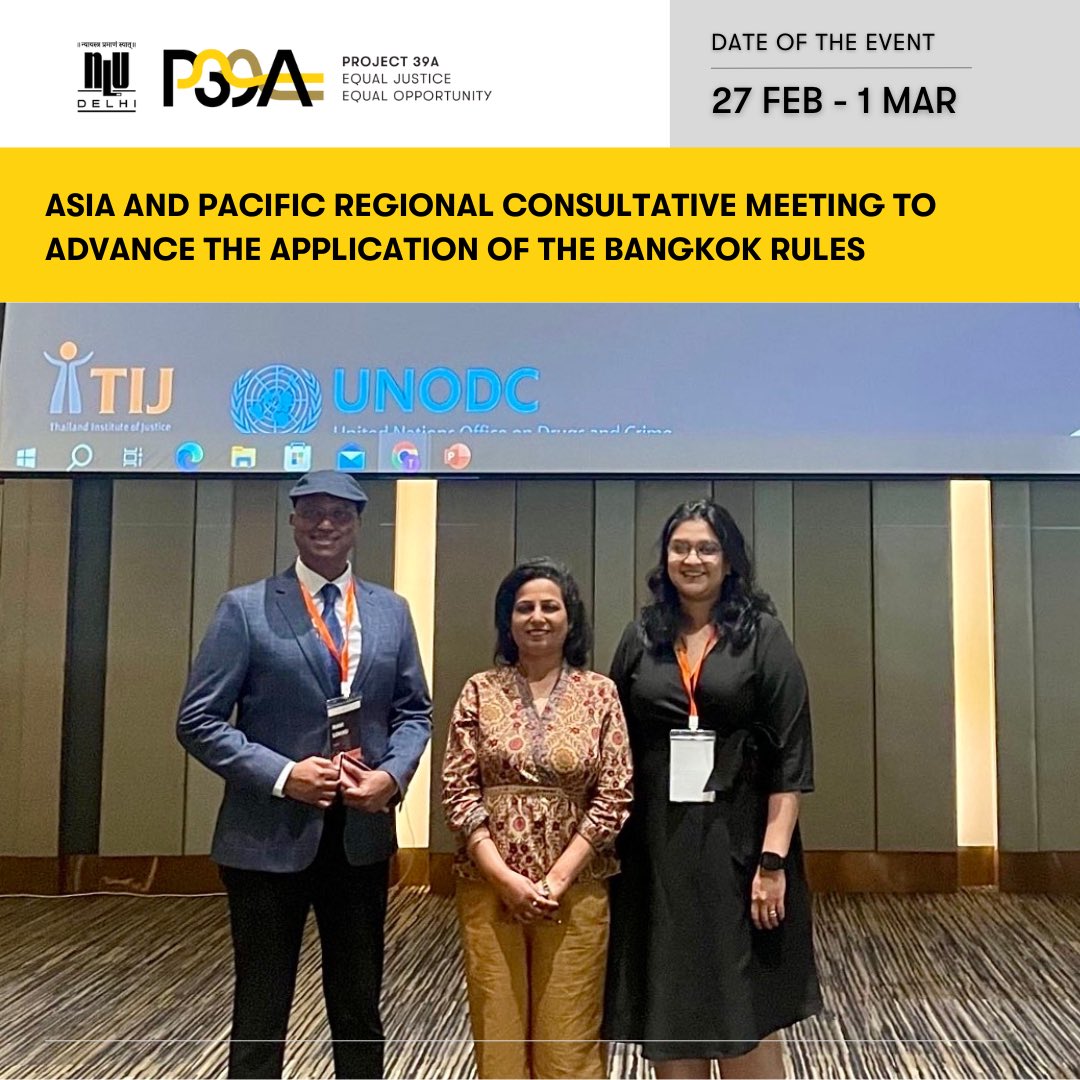 Our Fair Trial Programme Dir. @medhadeo represented India at the @TIJthailand & @UNODC Asia-Pacific Regional Consultative Meeting to Advance Application of Bangkok Rules. She emphasised gender-responsive & holistic legal defense mechanisms for effecting the Bangkok Rules.
