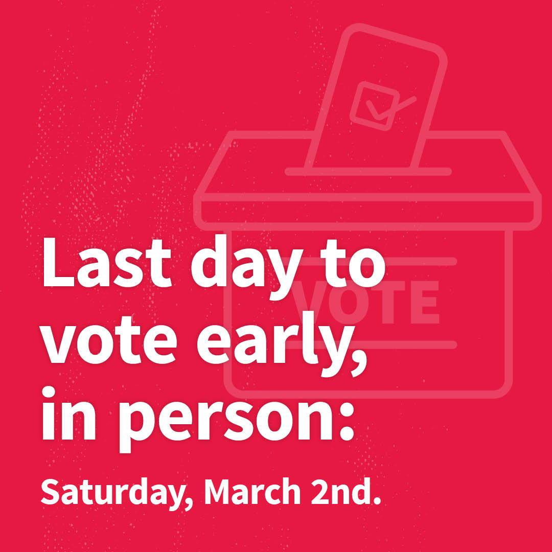 Saturday is the last day to vote early in the Presidential Primary. Cast your vote in person at your registrar’s office or other early voting location. Visit Vote.Virginia.gov to find registrar and early voting location addresses and hours. #VaElections2024 #VaisForVoters