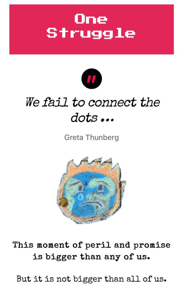 DemOnTheStreets's tweet photo. @GretaThunberg “We fail to connect the #dots”
~Greta Thunberg
🌏#ClimateDOTS
🍉#CeasefireDOTS
🔴#ProtestDOTS
✊🏽One struggle.
Pack chalk. Use it.
Connect the #DOTS https://t.co/yNBhLzAGwO