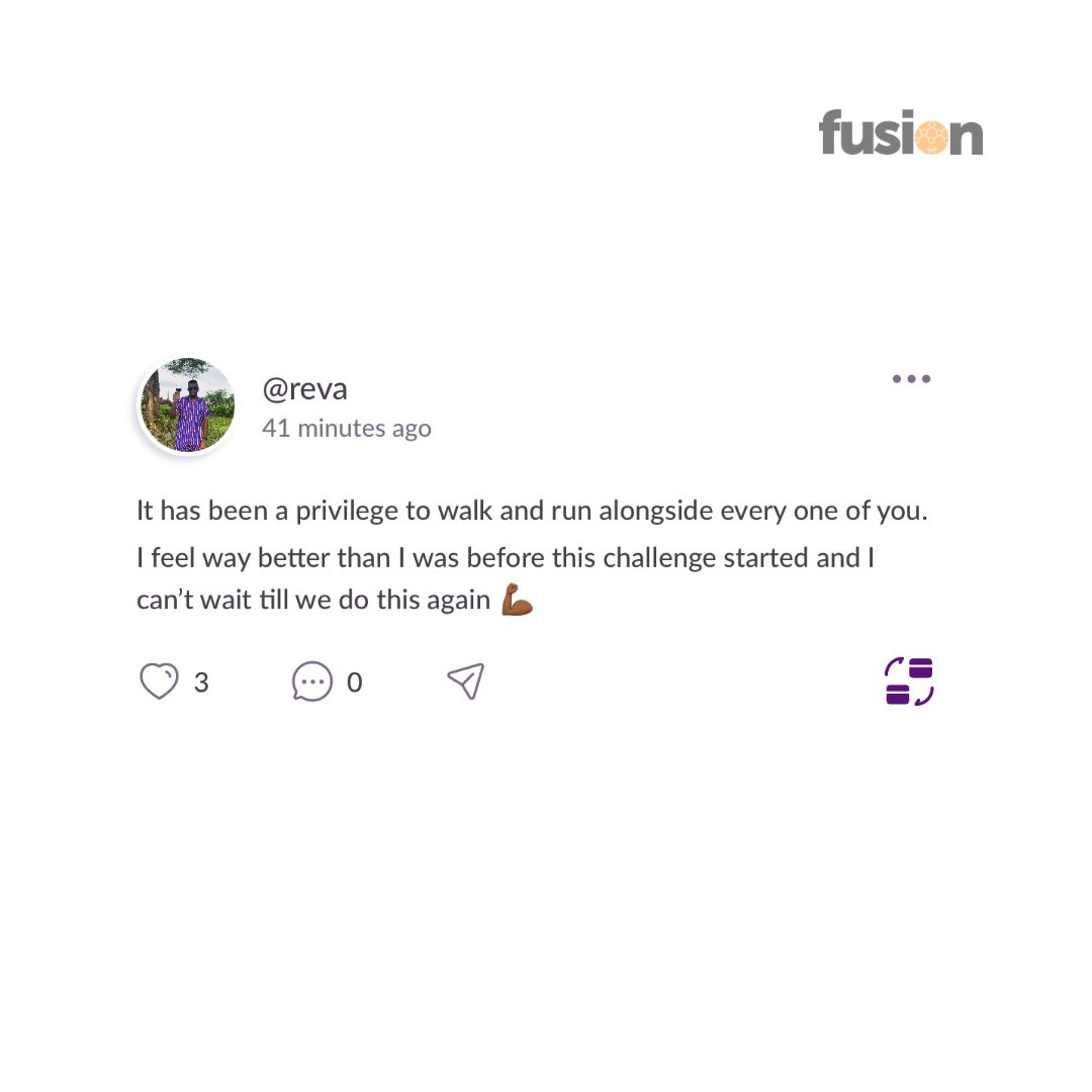 myfusionapp's tweet photo. The #fitfeb challenge has come to an end.
Before we announce the winners, here are a few things participants had to say.
Don’t forget to download fusion and be a part of wholesome communities that help you reach all your goals.
#fusion #fitness #newmonth #gymfitness https://t.co/Y6BABE7Fao