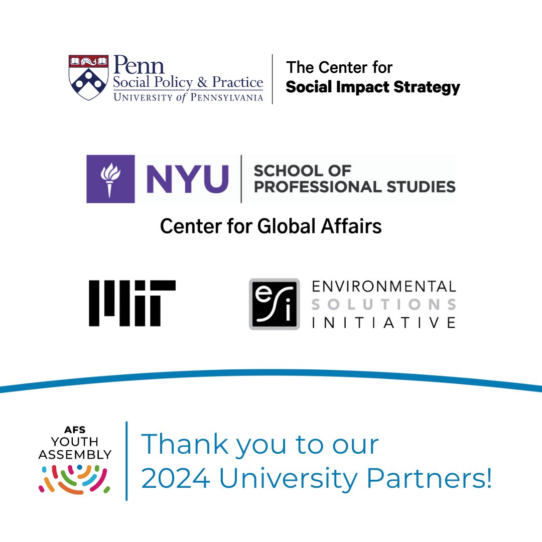 We are excited to partner with three renowned universities to enrich the program of #YA29! 🧑‍🎓@NYUCGA ➡️ Climate Entrepreneurship Academy 🧑‍🎓@penn_csis ➡️ Changemakers Academy 🧑‍🎓@mit_esi ➡️ Knowledge Partner for the Climate track. Thank you! youthassembly.org/partner-with-u…