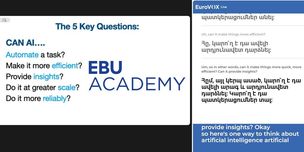 It was a pleasure to see colleagues from the Public TV of Armenia today for an EBU Academy overview of AI and News, which also gave us a chance to test out live subtitles in Armenian!