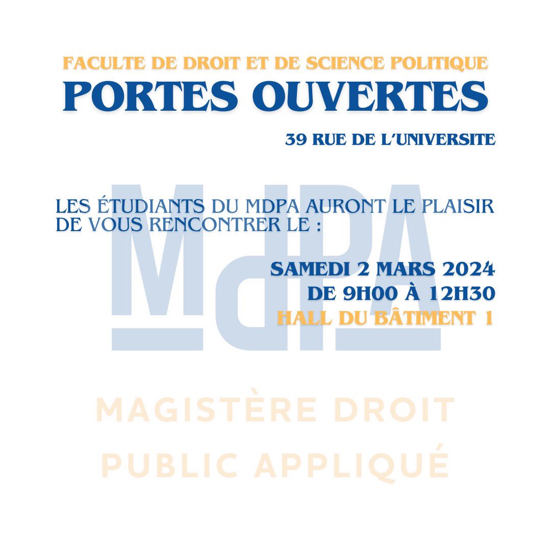 Magistère Droit Public Appliqué (@magisteredpa_um) on Twitter photo Les étudiants du MDPA vous attendent nombreux, ce samedi 2 mars 2024, pour les journées portes ouvertes de la <a href="/Faculte_DSP_UM/">Faculté Droit et Science politique de Montpellier</a> Les étudiants du MDPA vous attendent nombreux, ce samedi 2 mars 2024, pour les journées portes ouvertes de la <a href="/Faculte_DSP_UM/">Faculté Droit et Science politique de Montpellier</a>