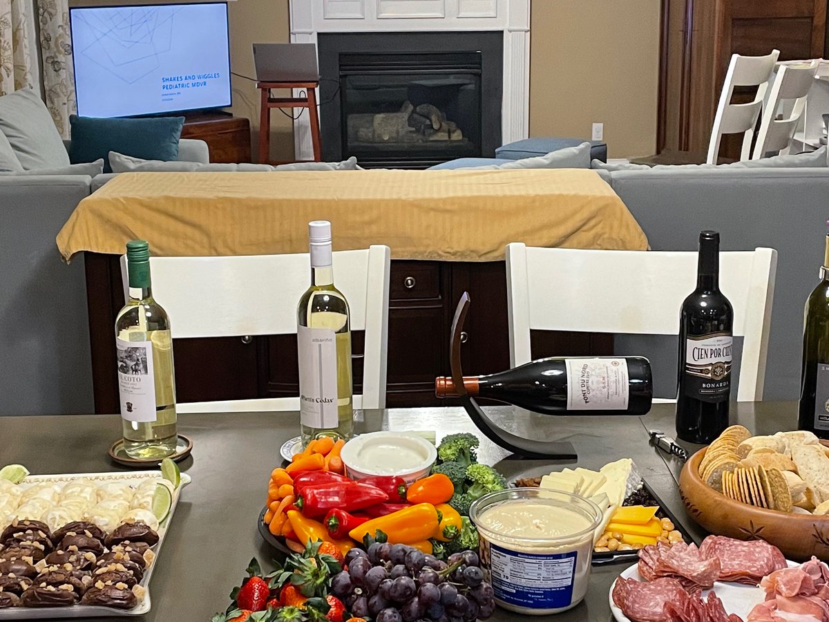 JordanFGarris's tweet photo. Before the group arrived for Pediatric MDVR last night. By the end of the night, we had enjoyed great discussion, and not a single vegetable! @UVANeurology @AlissaHigMD https://t.co/myzSpatOPX