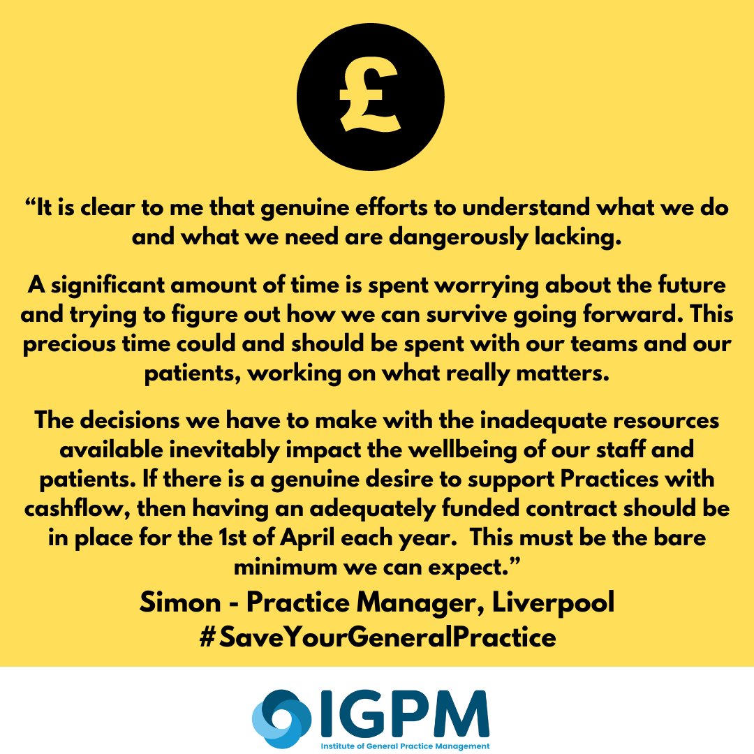 TheIGPM's tweet image. There is no getting away from the fact that our budgets are inadequate to provide the service that is either wanted or needed by our patients and communities. 

Please talk to your #MP about funding #GeneralPractice fairly

#SaveYourGeneralPractice