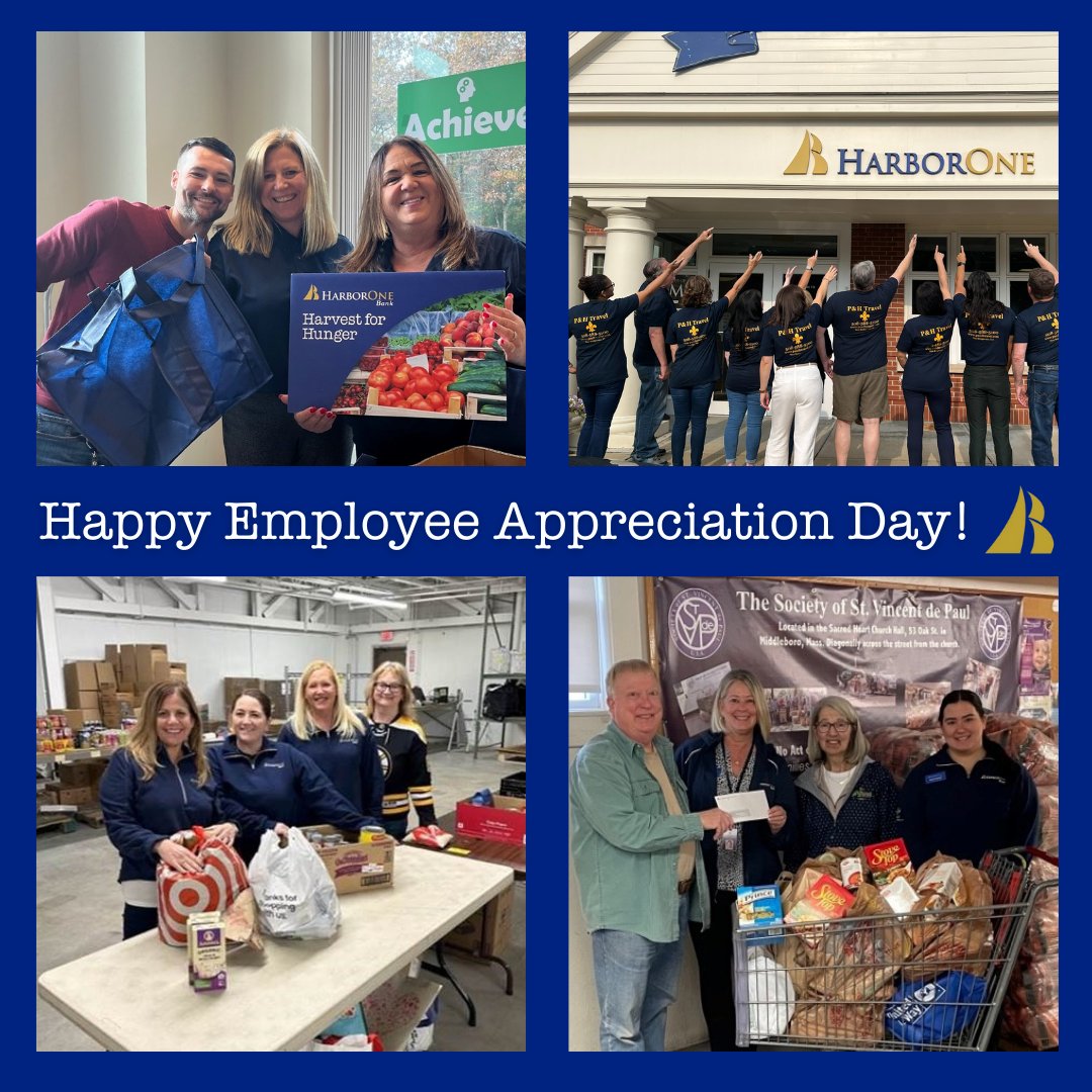 Happy Employee Appreciation Day! We wanted to take the time to applaud and thank our employees for their continued hard work and dedication. Thank you for all that you do, and here's to another great year! #HarborOneBank #EmployeeAppreciationDay