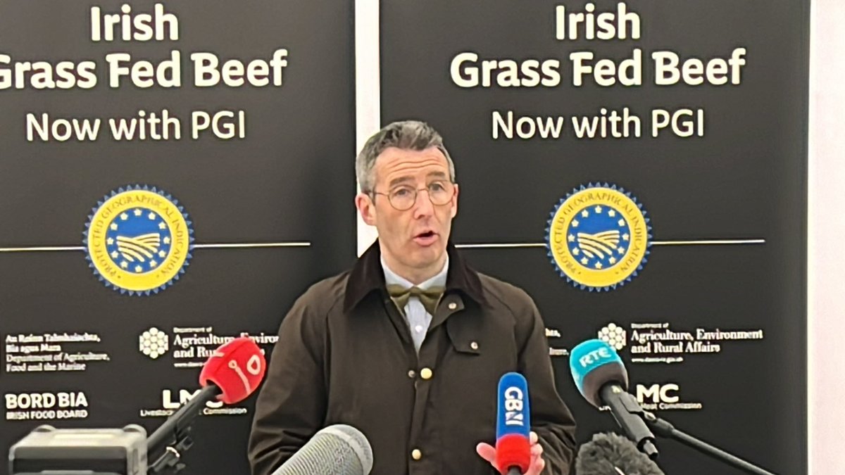 A good day for North South relations, a good day for farming, a good day for north south economy says @AndrewMuirNI on the 32 county Grass Fed beef recognition. 'A tremendous accolade'