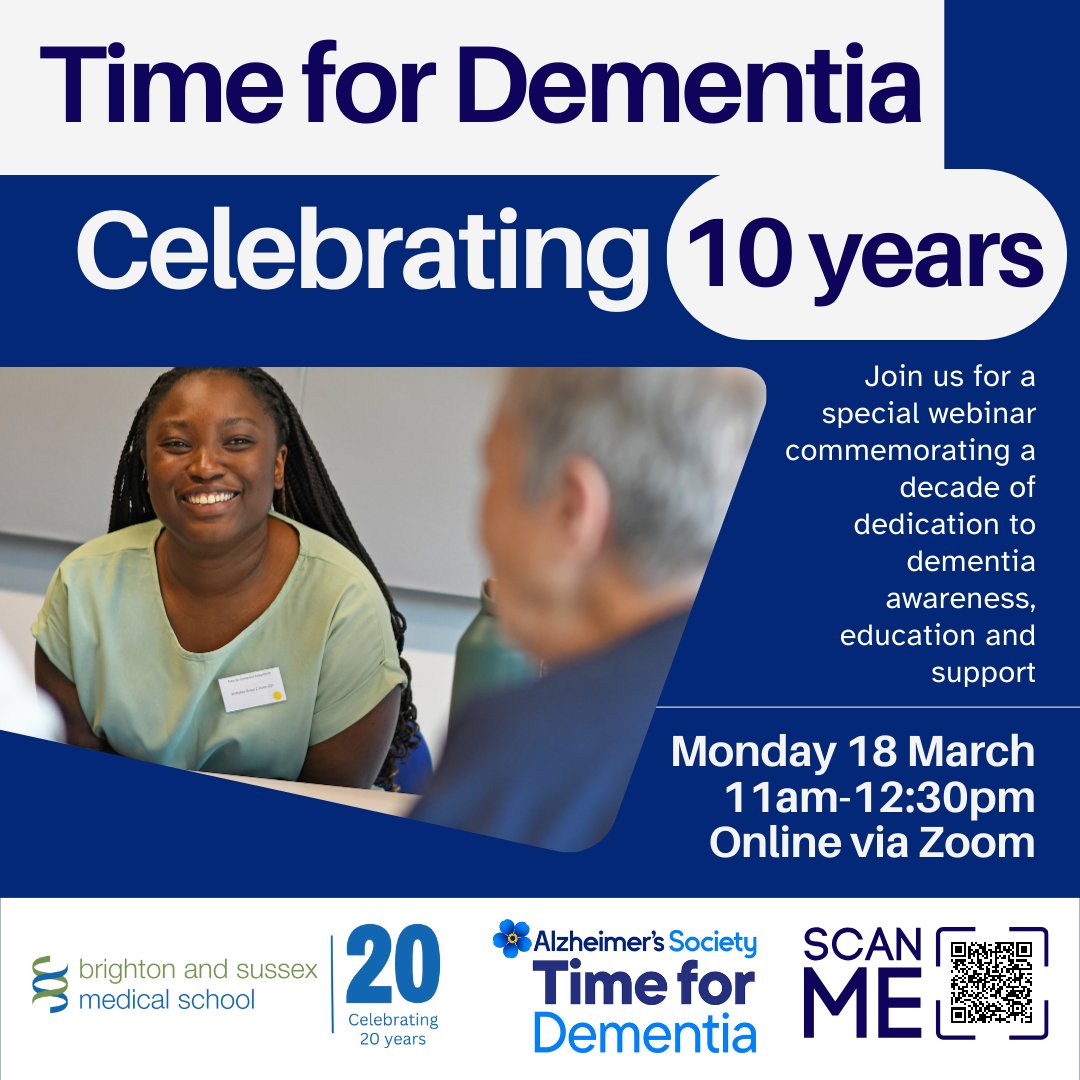There is still time to register to attend our #Celebration #event for our #ten year #anniversary with <a href="/BSMSMedSchool/">BSMS</a>  and <a href="/alzheimerssoc/">Alzheimer's Society</a>. 
Find out more and book your place on our webinar here bit.ly/46TjhZv