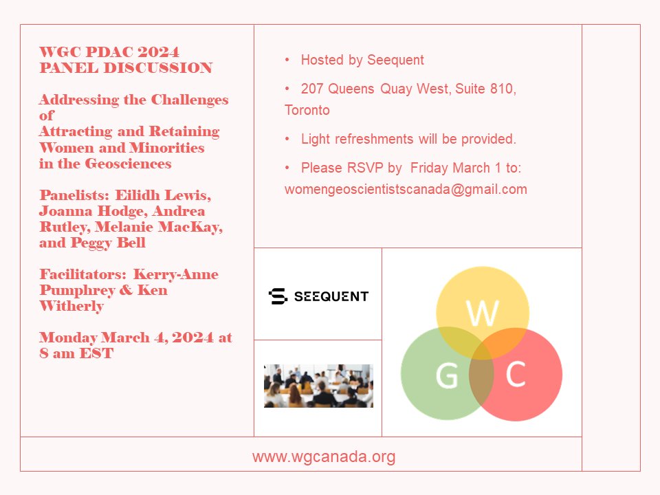 WGC - Seequent PDAC Panel Discussion on Worker Retention!
Last Day to Register is Today ✍️
In-person &amp; Virtual
Free - conference registration is NOT required
Monday, March 4th, 2024 at 8:00 - 10:00 am EST Register: womengeoscientistscanada@gmail.com #Career #geology