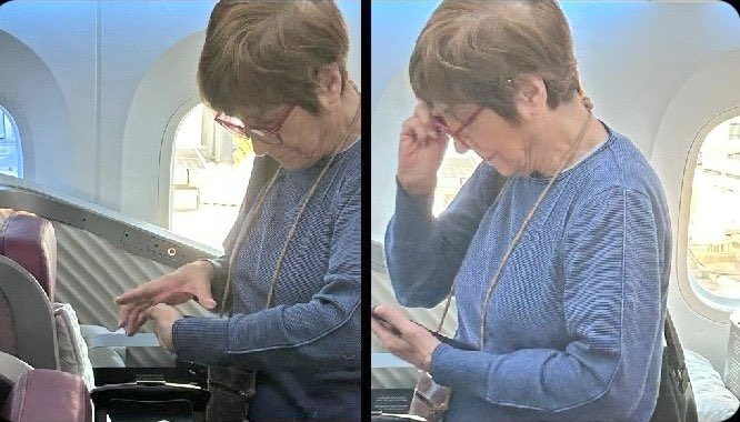 JavierOlivares's tweet image. 🇨🇱La veterana Diputada comunista @carmen_hertz captada en cámara en first class desde Santiago a Madrid en el primer asiento: 

Otra luchadora social que sabe muy bien de las bases del comunismo; “Todo para nosotros, nada para el pueblo”