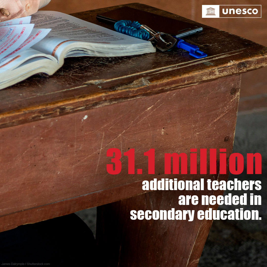 The world needs more teachers, especially when it comes to secondary education.

Latest data from <a href="/UNESCO/">UNESCO 🏛️ #Education #Sciences #Culture 🇺🇳</a> reveals a global decline in the number of people pursuing careers in education.

More insights in Global Report on Teachers: unes.co/5il269