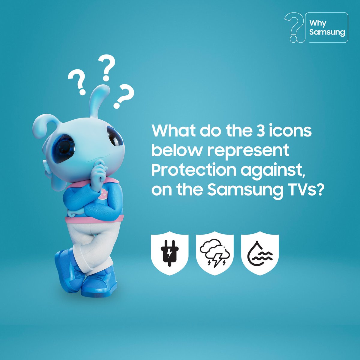 It's giveaway time!🥳 In the comment section, let us know what the 3 icons represent protection against, on Samsung TVs, for a chance to win an amazing gift hamper. Follow the simple rules below.👇🏾 Ts & Cs apply.