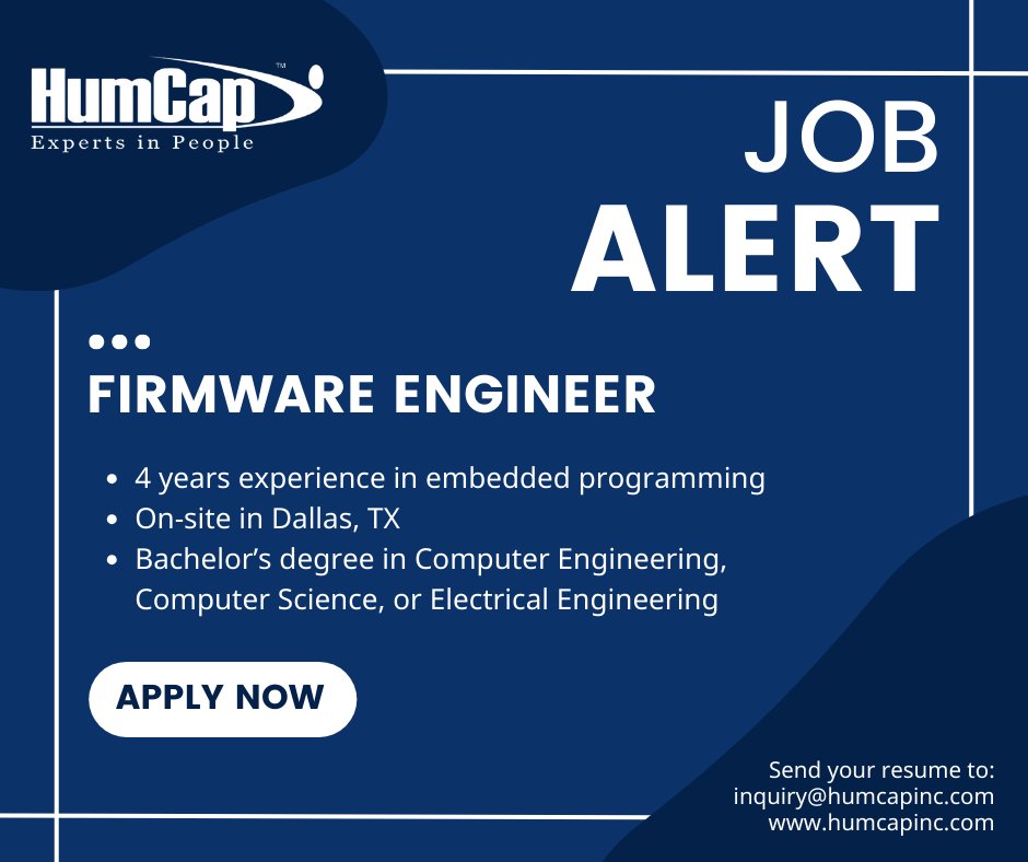 Advance your #Engineering career in Dallas, TX! If this opportunity sounds interesting to you, or someone you know, we'd love to talk with you! Click here to apply now: hubs.la/Q02mV8lX0

#hiring #hiringnow #engineeringjobs #firmwareengineer #dfwjobs #txjobs