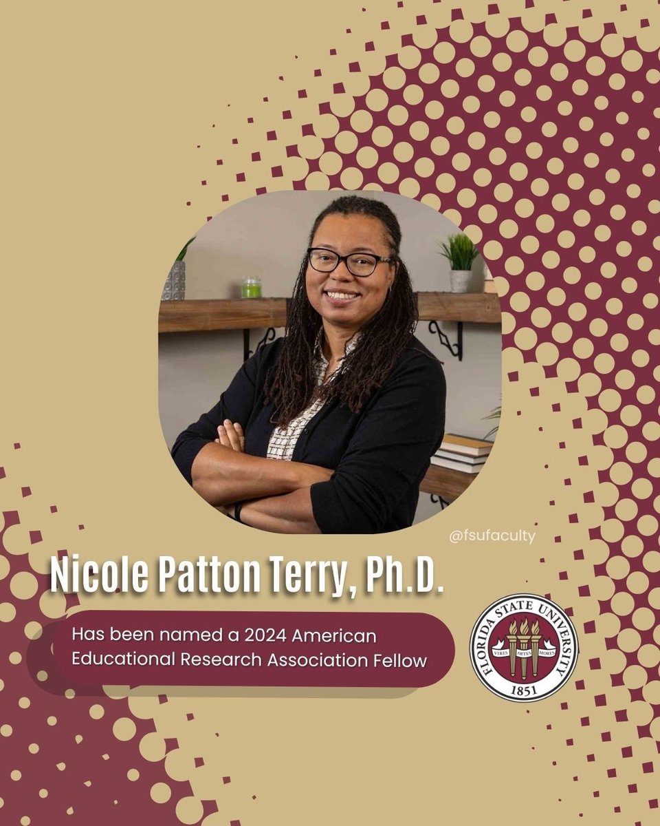 FSU Faculty (@fsufaculty) on Twitter photo Nicole Patton Terry, Director of the <a href="/TheFCRR/">Florida Center for Reading Research</a>, has been named a 2024 American Educational Research Association Fellow! ๐๐
To read more about her appointment, head to our bio!
Congratulations on this achievement! ๐ Nicole Patton Terry, Director of the <a href="/TheFCRR/">Florida Center for Reading Research</a>, has been named a 2024 American Educational Research Association Fellow! ๐๐
To read more about her appointment, head to our bio!
Congratulations on this achievement! ๐