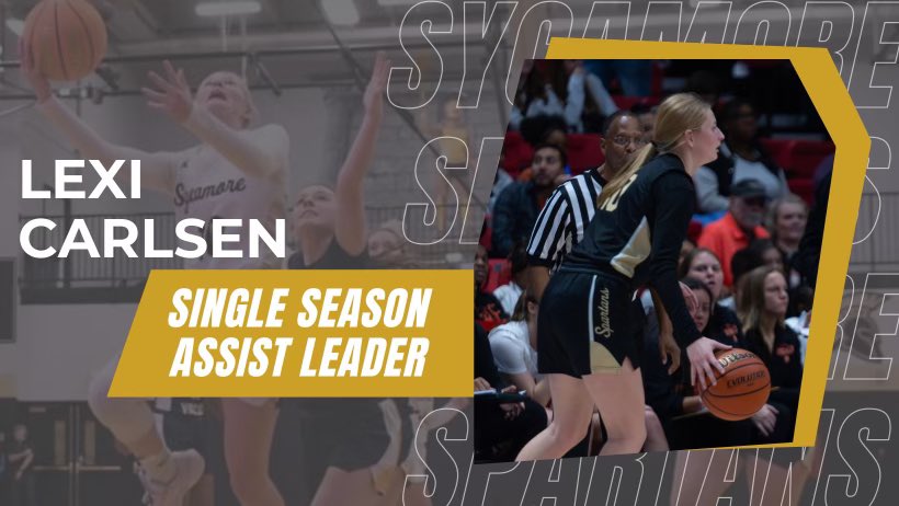 SycamoreHoops's tweet photo. Congrats to @LexiCarlsen3 for breaking the single season assist record last week. Huge accomplishment! https://t.co/MOZgMZrntt