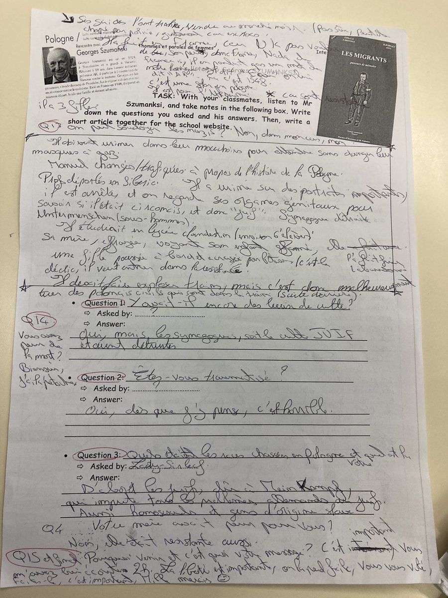 Leçon de vie pour les élèves de <a href="/JJRSarcelles/">Lycée Jean-Jacques Rousseau de Sarcelles</a> cet après-midi, grâce à l’association « paroles d’hommes et de femmes » et le témoignage de résilience de Georges Szumanski accompagné de Frédéric Praud. Thank you Sir 🙏🙏