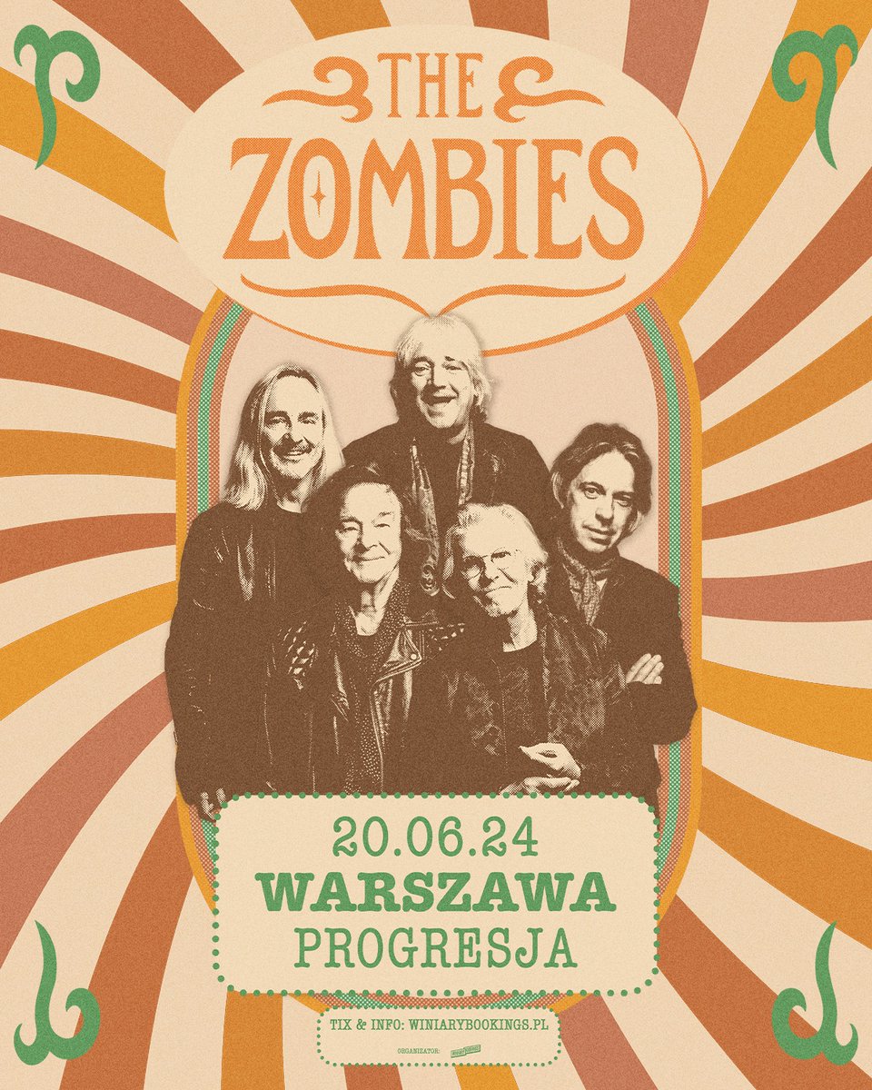 Poland! For the first time EVER, we are coming to YOU! Come and join us in Warsaw this summer, on the 20th of June! We will be waiting for you at Progresja for a night full of music and good memories! On Sale: Wednesday 6th March, 10:00 CET. thezombiesmusic.com/tour
