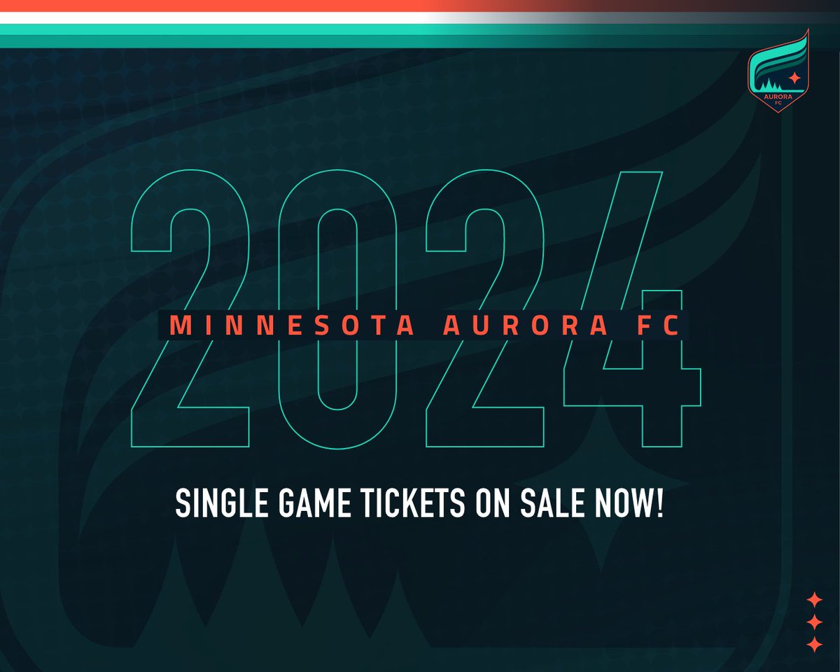 Tickets! Get your tickets! 💫 Single game tickets for the 2024 season are available NOW. We can't wait to see you at TCO Stadium this summer ⚽️ 🎟️: mnaurora.com/tickets