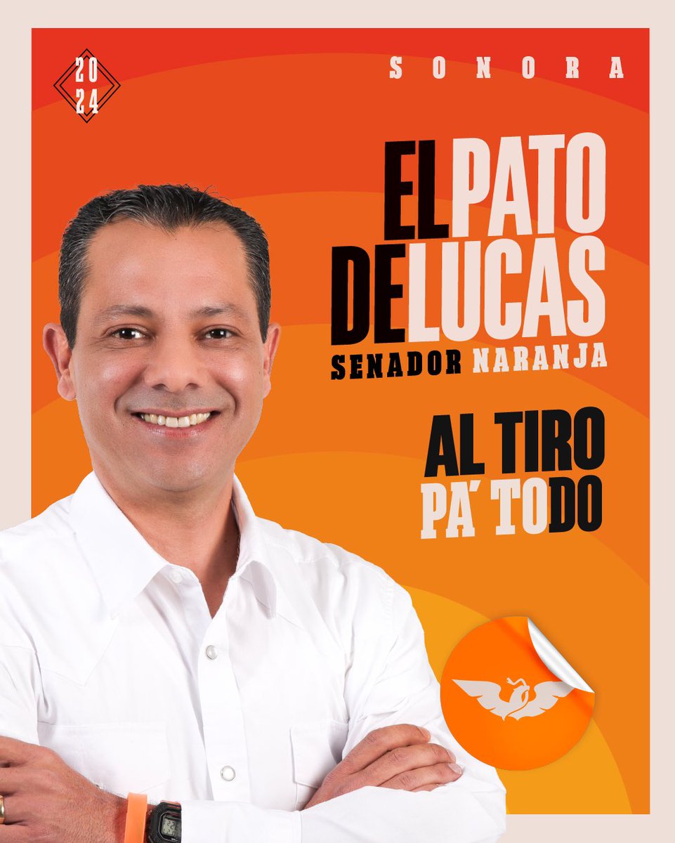 Sonora, estamos de regreso. Ahora con los buenos, los nuevos, los naranjas. 🍊
Soy el Pato De Lucas, quiero ser tu Senador, ¡y estoy al tiro pa’todo! 💪🏻