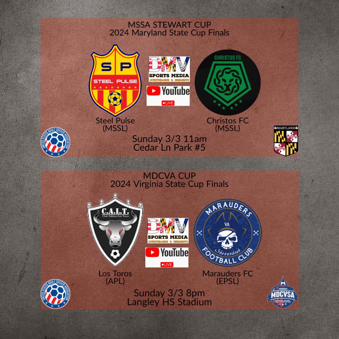 STATE CUP FINALS LIVE ON YOUTUBE! 📺🔥👀⚽️

On Instagram, drop score predictions in the comments, the first correct guess for BOTH score lines (before 11am Sunday), WILL RECEIVE $100 CASH !! 💰 💵 (1 guess per account)

instagram.com/p/C3-cbUFL7PD/…