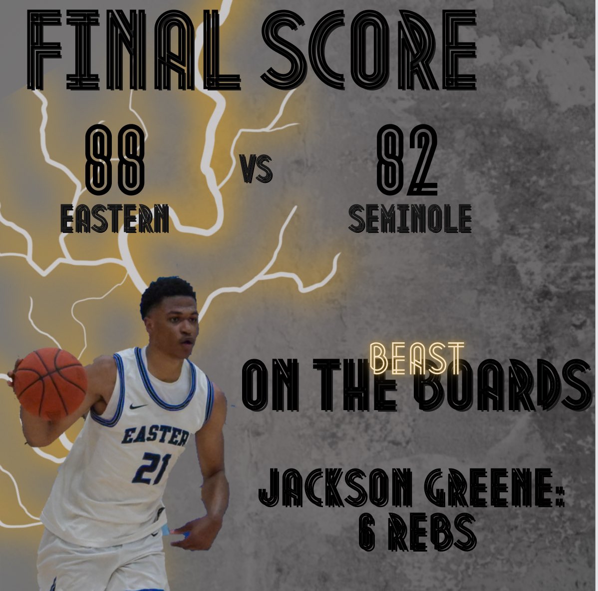 🏀Victory Update🏀 We secured a win on the road last night against Seminole with a final score of 88-82! 👊 Jackson Greene earns 'The Beast on the Boards Award' with a team-high of 6 rebounds! 📆 Next game at home on Monday. Let's keep it going! 🔥
