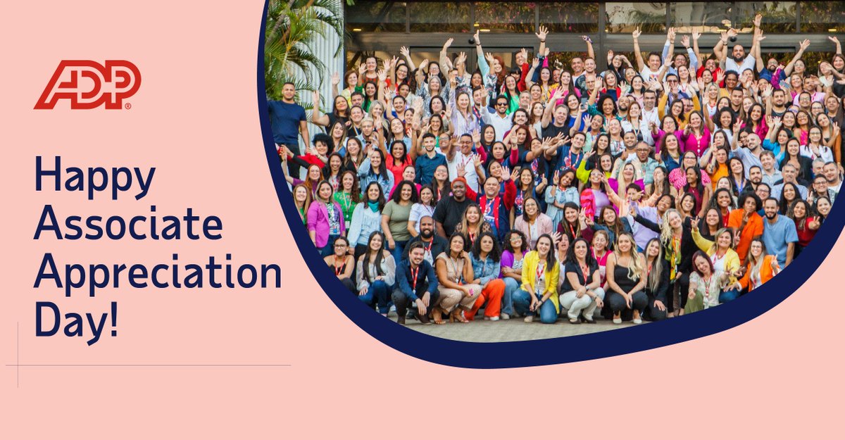Celebrating our incredible associates today and every day! Your hard work, dedication, and energy make ADP truly special! 

Happy Associate Appreciation Day from ADP Careers! 

#ADPLife