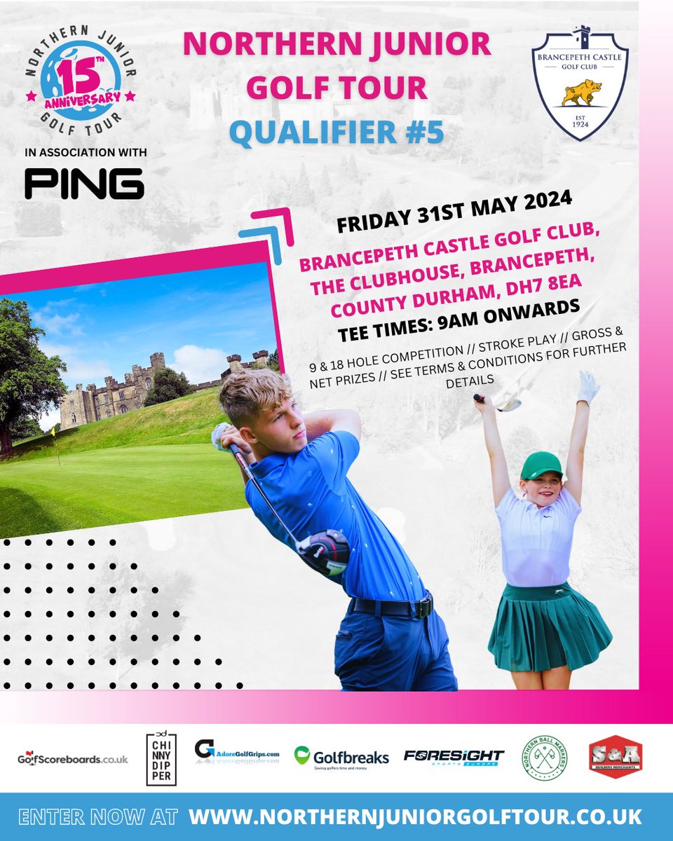 119 juniors currently signed up from all over the Country for our qualifier at @BrancepethGC. We have a small number of places remaining so if you want to play one of the top courses in County Durham please click on the link below & book your place. 🥳 golfgenius.com/pages/10010438…